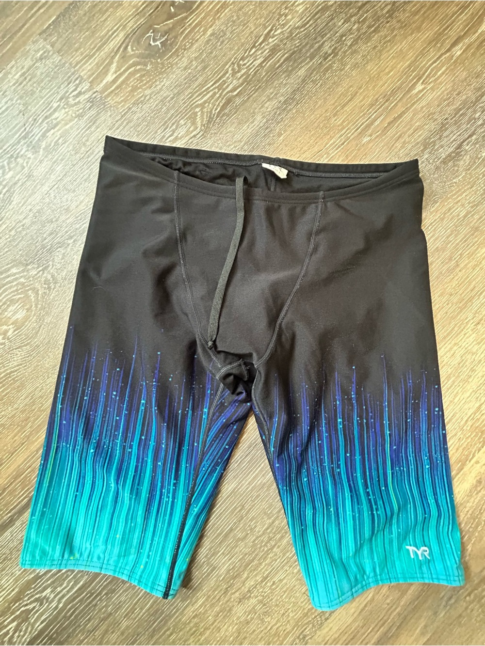 TYR Men’s Black with Teal and Blue Gradient Jammer Size 36 L